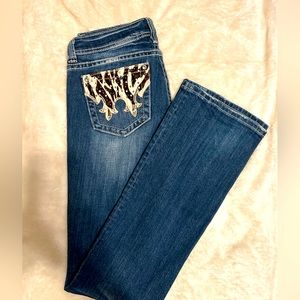 Miss Me Jeans Bootcut Cowhide Zebra Print Design Size: 29